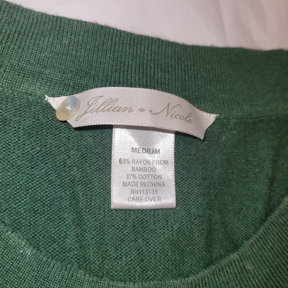 VTG Jillian Nicole 🌿 Stretchy Green Short Bell-Sleeve Sweater/Blouse 🌿 Medium - Picture 13 of 15